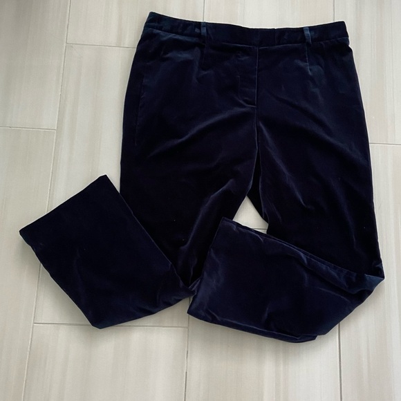 Frame Denim Velvet Le Crop Mini Boot Hi Rise Trousers Pants Dark Navy size 32 - Picture 2 of 7